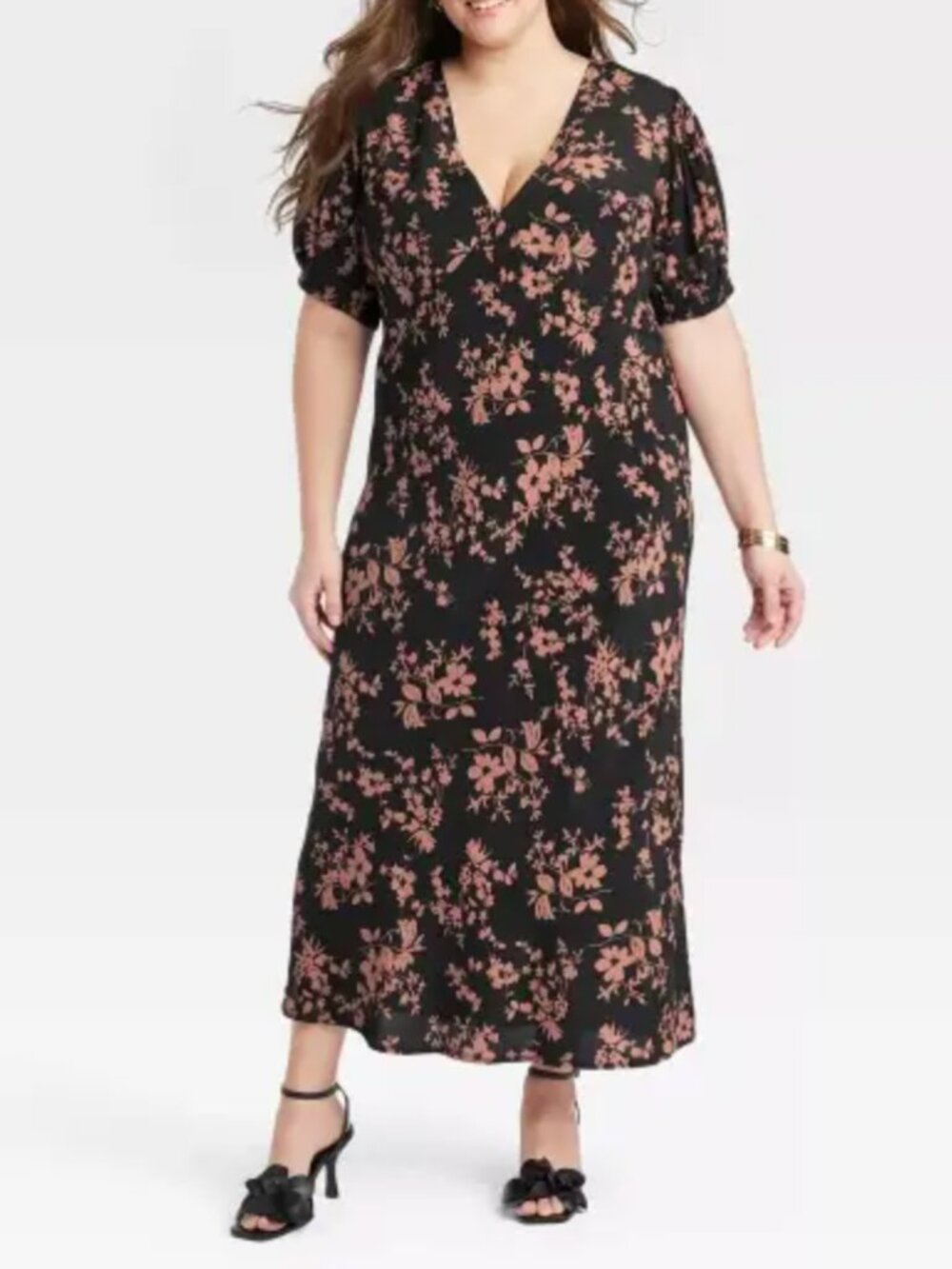 💖 2/$25 Target A New Day Crepe Puff Sleeve Midi Dress
